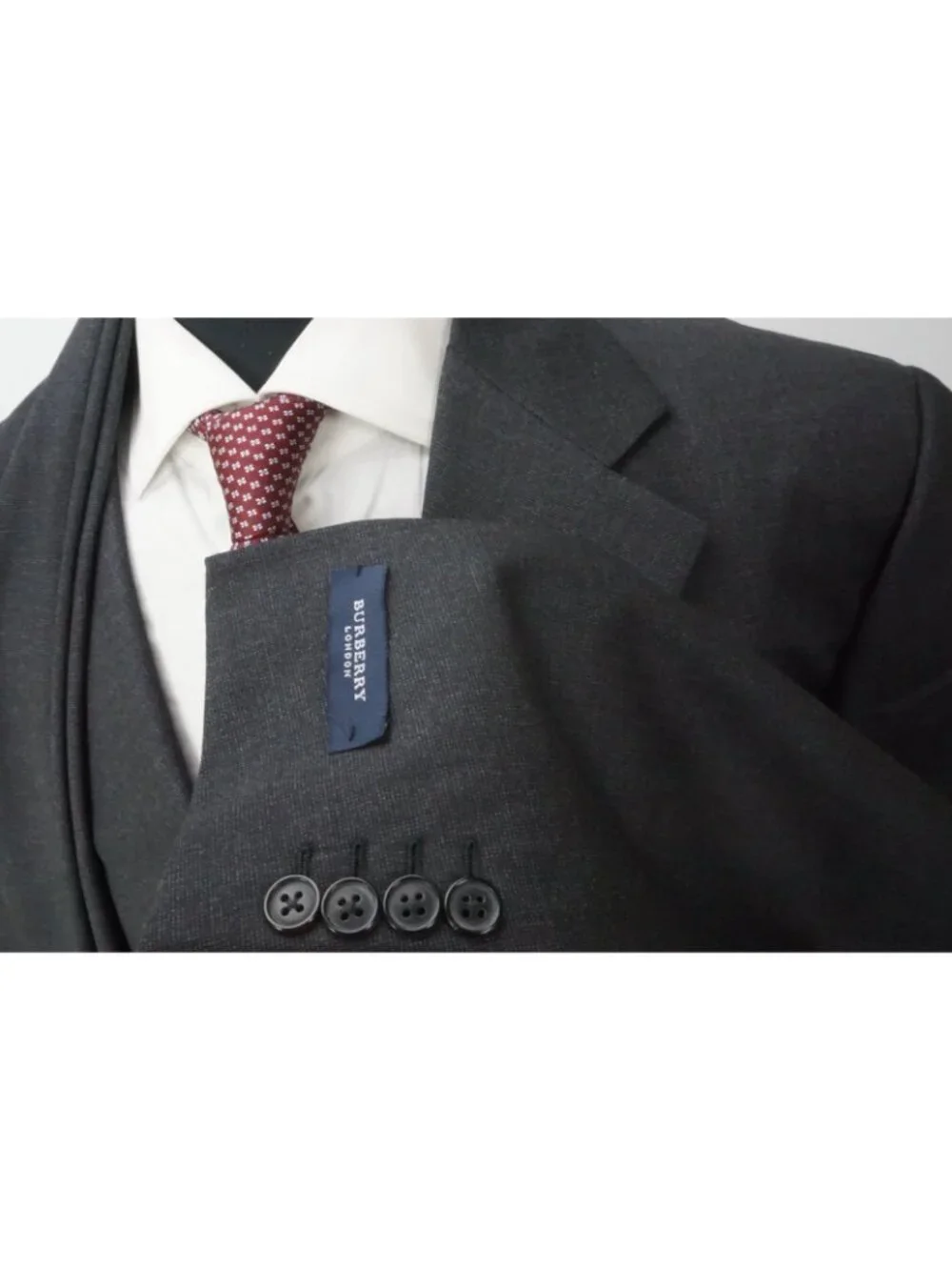 Burberry London Gray Woven S100s Wool 2 Pc Suit Jacket Pants Sz 48L BRAND NEW